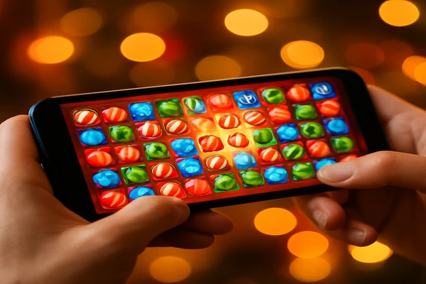 qqgg এর অ্যাপে একজন ব্যবহারকারী স্মার্টফোনে স্বাচ্ছন্দ্যে অনলাইন গেমিং উপভোগ করছেন